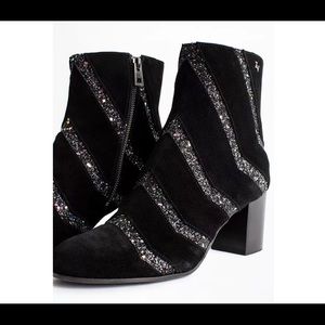 NWT Zadig & Voltaire Lena Suede Glitter Boots 41 black shimmer